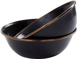 Barebones Living Enamel Bowl Set Charcoal
