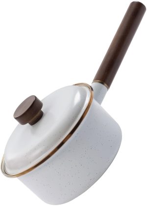 Barebones Living Enamel Saucepan Eggshell