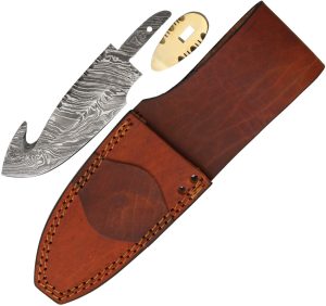 Knifemaking Damascus Guthook With Sheath (4.5″)