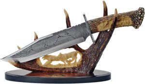 China Made Bowie Knife w Display Wolf (9.25″)