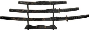 China Made 3 Pc Black Dragon Katana
