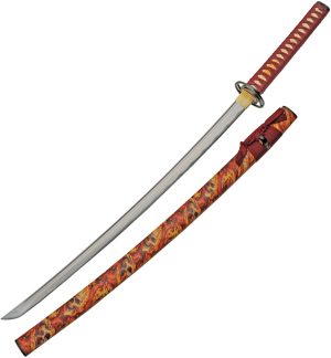 China Made Flaming Skull Katana (30″)