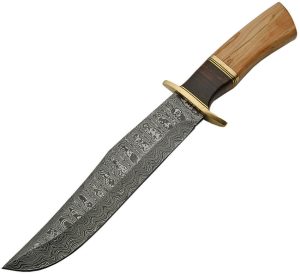 Damascus Olive Wood Damascus Bowie (9.25″)