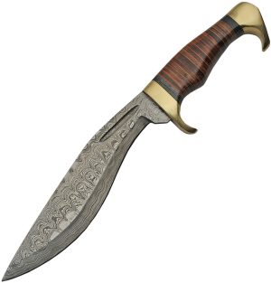 Damascus Kukri Stacked Leather (8″)