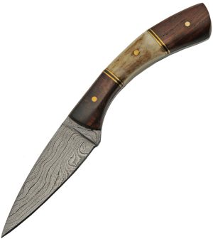 Damascus Curved Stag Skinner (3″)