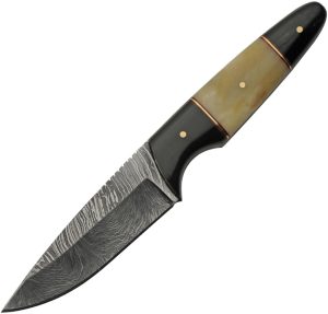 Damascus Fixed Blade Buffalo/Camel (4.5″)