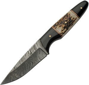 Damascus Fixed Blade Buffalo/Stag (4.5″)