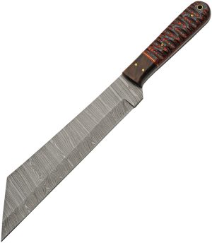 Damascus Seax Fixed Blade Red (8.75″)