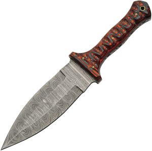 Damascus Fixed Blade Red (6″)