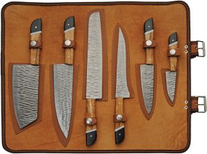 Damascus Saddlewood Kitchen Set w roll