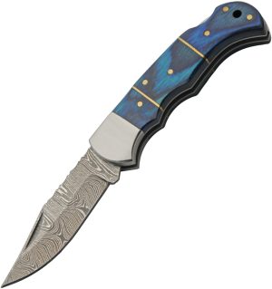 Damascus Lockback Blue (3″)