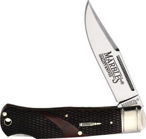 Marbles Lockback Brown Checkered Bone
