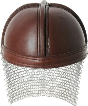 India Made Leather Norman Chain Helmet