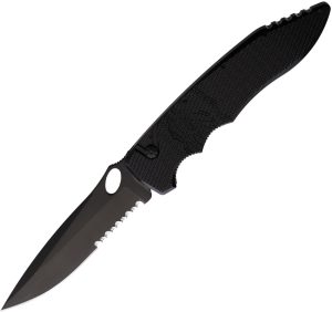 Piranha Knives Auto Predator Button Lock Blk (4″)
