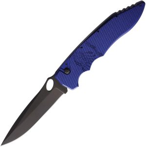 Piranha Knives Auto Predator Button Lock Blu (4″)