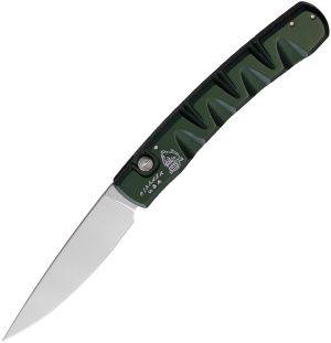 Piranha Knives Auto Virus Button Lock Grn (3.25″)