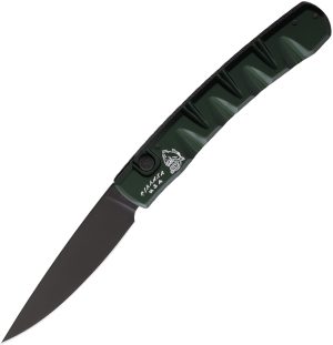 Piranha Knives Auto Pocket Button Lock Grn (3.25″)