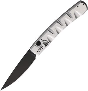 Piranha Knives Auto Virus Button Lock Slvr (3.25″)