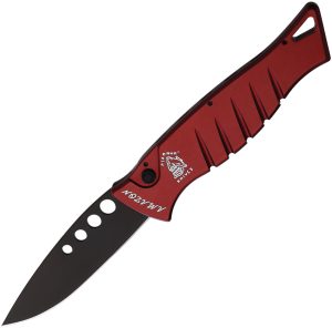 Piranha Knives Auto Amazon Button Lock Red (3.25″)