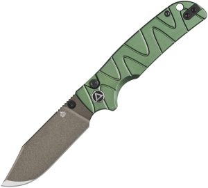 QSP Knife Kali Button Lock Green (3.25″)