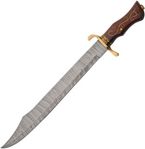 Damascus Scimitar Brass Inlay (21″)