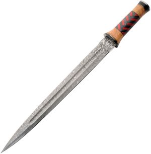 Damascus Red Braided Sword (17″)