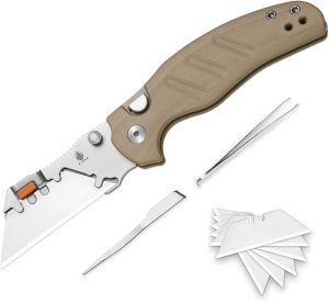 Kizer Cutlery C01C Uti 2 Button Lock TanG10 (2.88″)