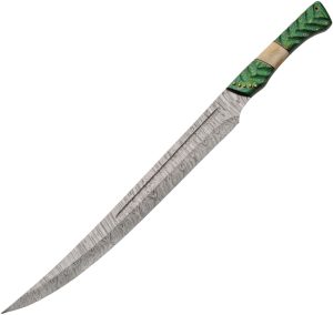 Damascus Emerald Tide Short Sword (15″)