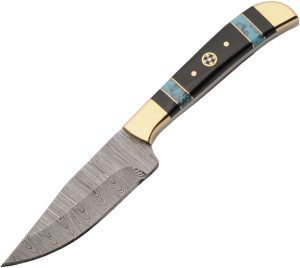 Damascus Fixed Blade Turquiose (4″)